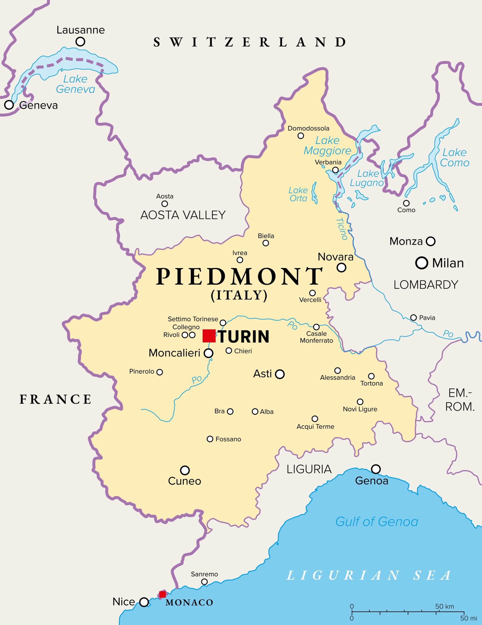 Piemont térkép